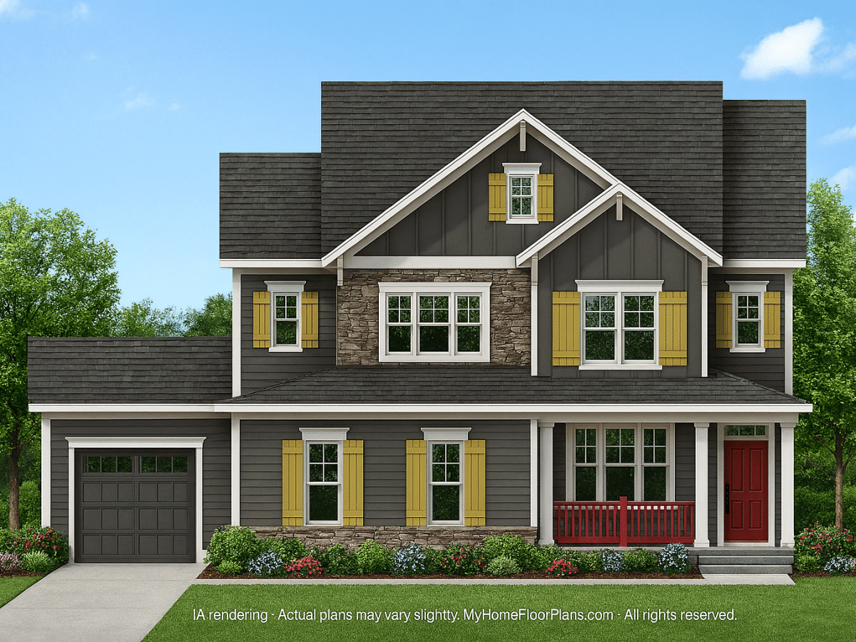 Elegant 3-Story House Plan with Arts & Crafts Design