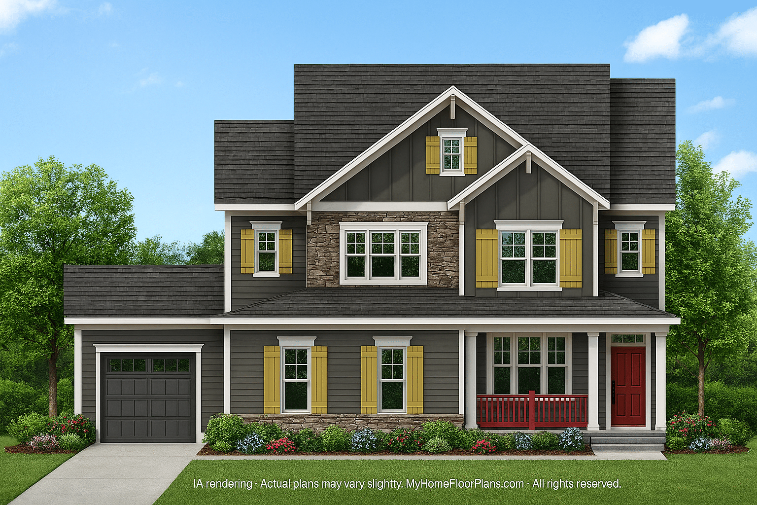 Elegant 3-Story House Plan with Arts & Crafts Design