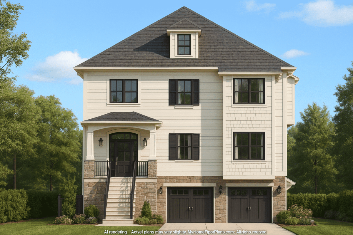 Elegant 3-Story House Plan with CAD Floor Plan and Outdoor Kitchen