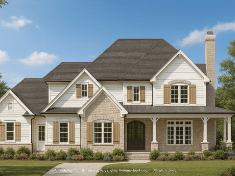 Elegant 3-Story House Plan with Craftsman Architecture & Bonus Spaces