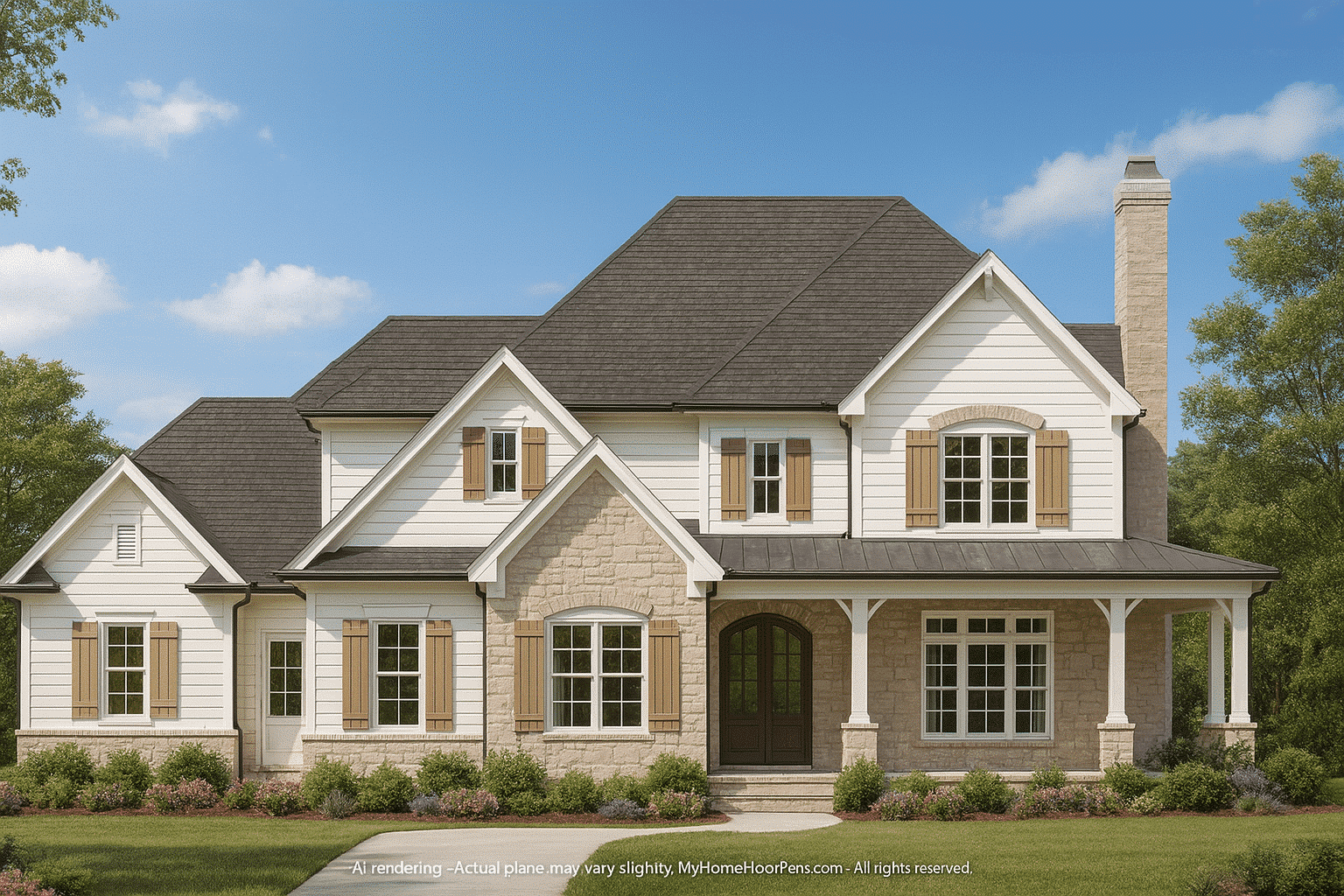 Elegant 3-Story House Plan with Craftsman Architecture & Bonus Spaces