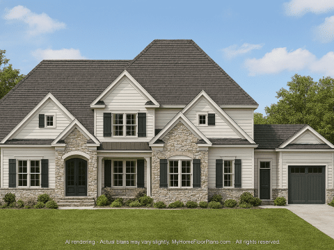 Elegant 3-Story House Plan with Detailed Blueprint and CAD Architecture