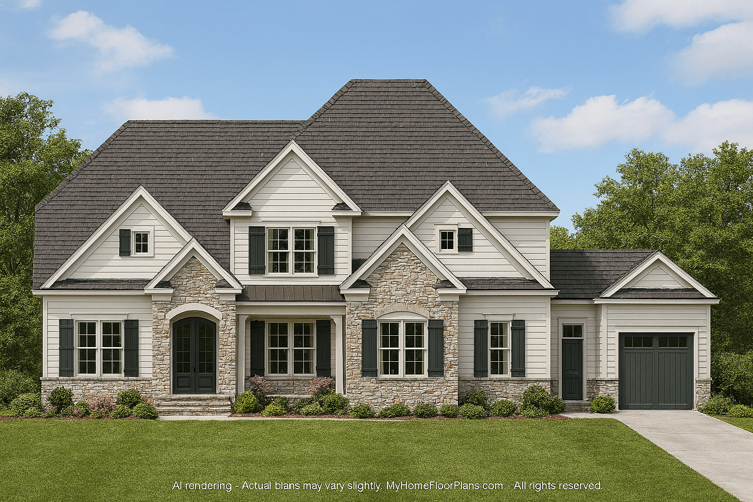 Elegant 3-Story House Plan with Detailed Blueprint and CAD Architecture