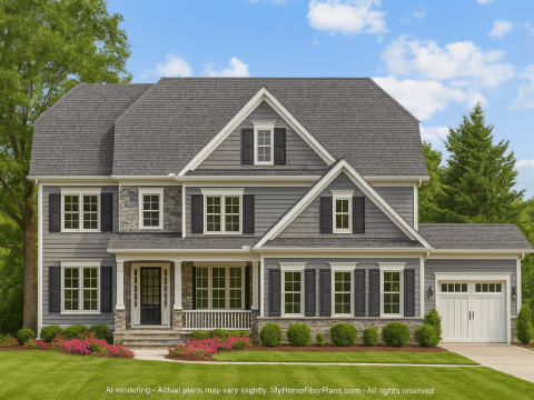 Elegant 3-Story House Plan with Vaulted Ceilings & CAD Blueprint