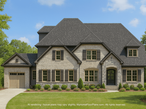 Elegant 3.5-Story Colonial Farmhouse Plan with Balcony & Vaulted Ceilings