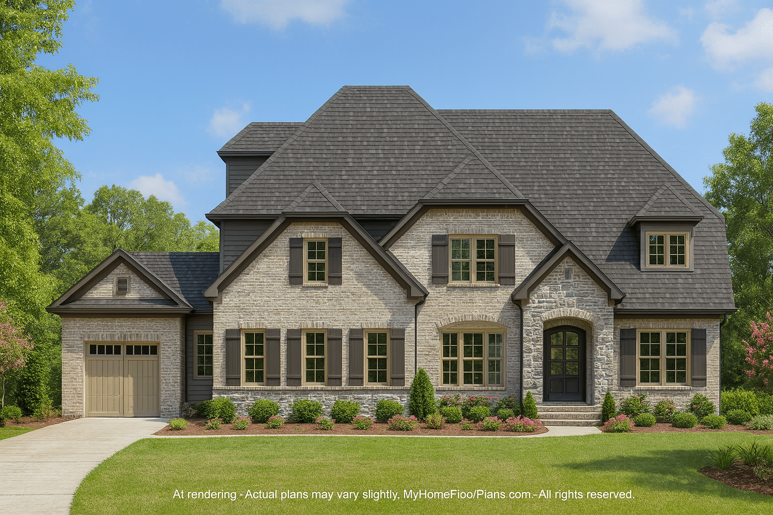 Elegant 3.5-Story Colonial Farmhouse Plan with Balcony & Vaulted Ceilings