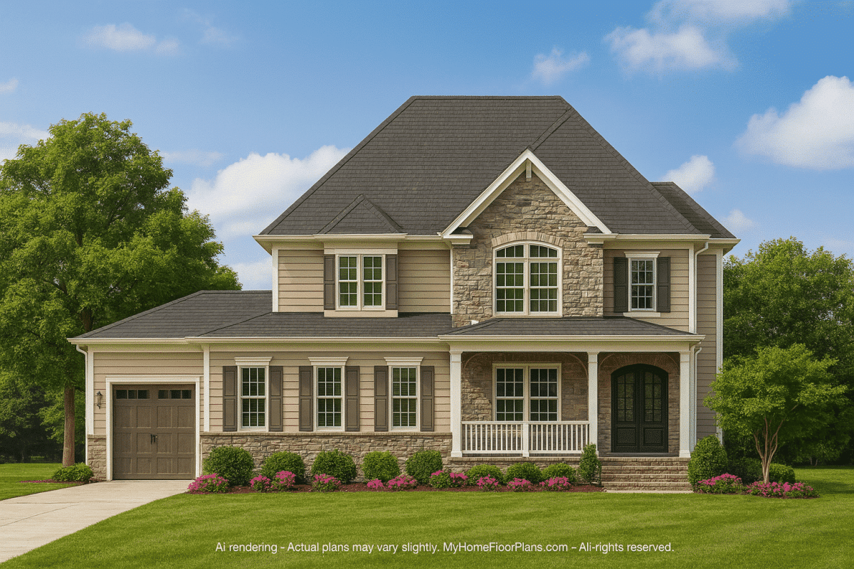 Elegant 3.5-Story Traditional House Plan with Spacious Layout & Vaulted Ceilings