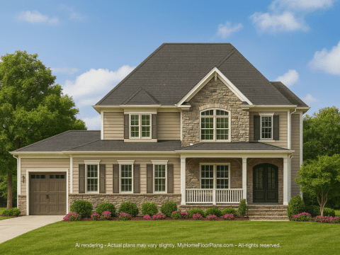 Elegant 3.5-Story Traditional House Plan with Spacious Layout & Vaulted Ceilings