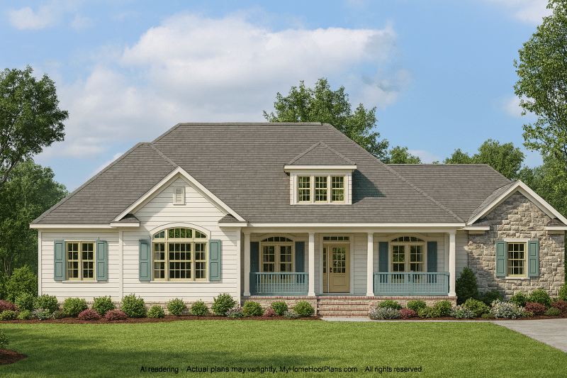 Elegant 4-Bedroom House Plan with French Country Charm