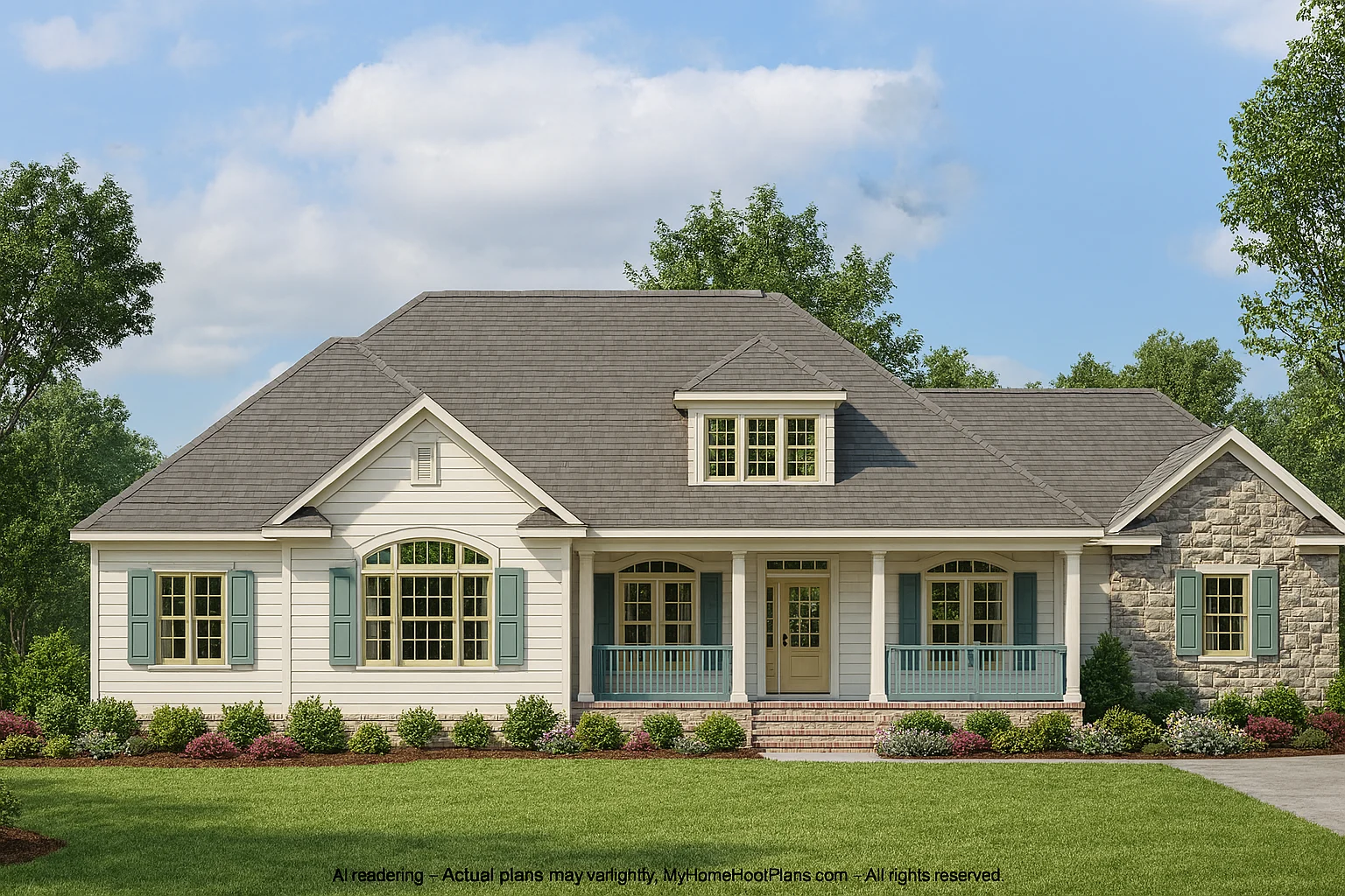 Elegant 4-Bedroom House Plan with French Country Charm