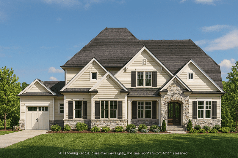 Elegant 5-Bedroom House Plan with CAD Blueprints & Modern Design