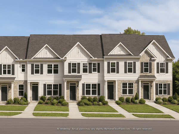 Elegant 5-Unit Townhome Plan with Open Layout and Vaulted Ceilings