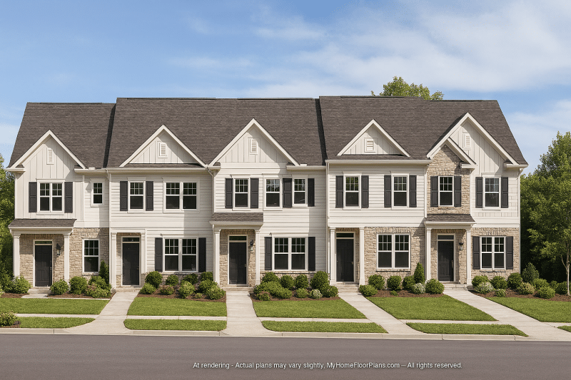 Elegant 5-Unit Townhome Plan with Open Layout and Vaulted Ceilings