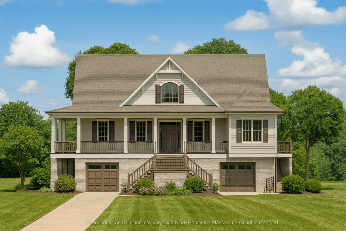 Elegant Beach House Plan with Wraparound Porch & Spacious Layout