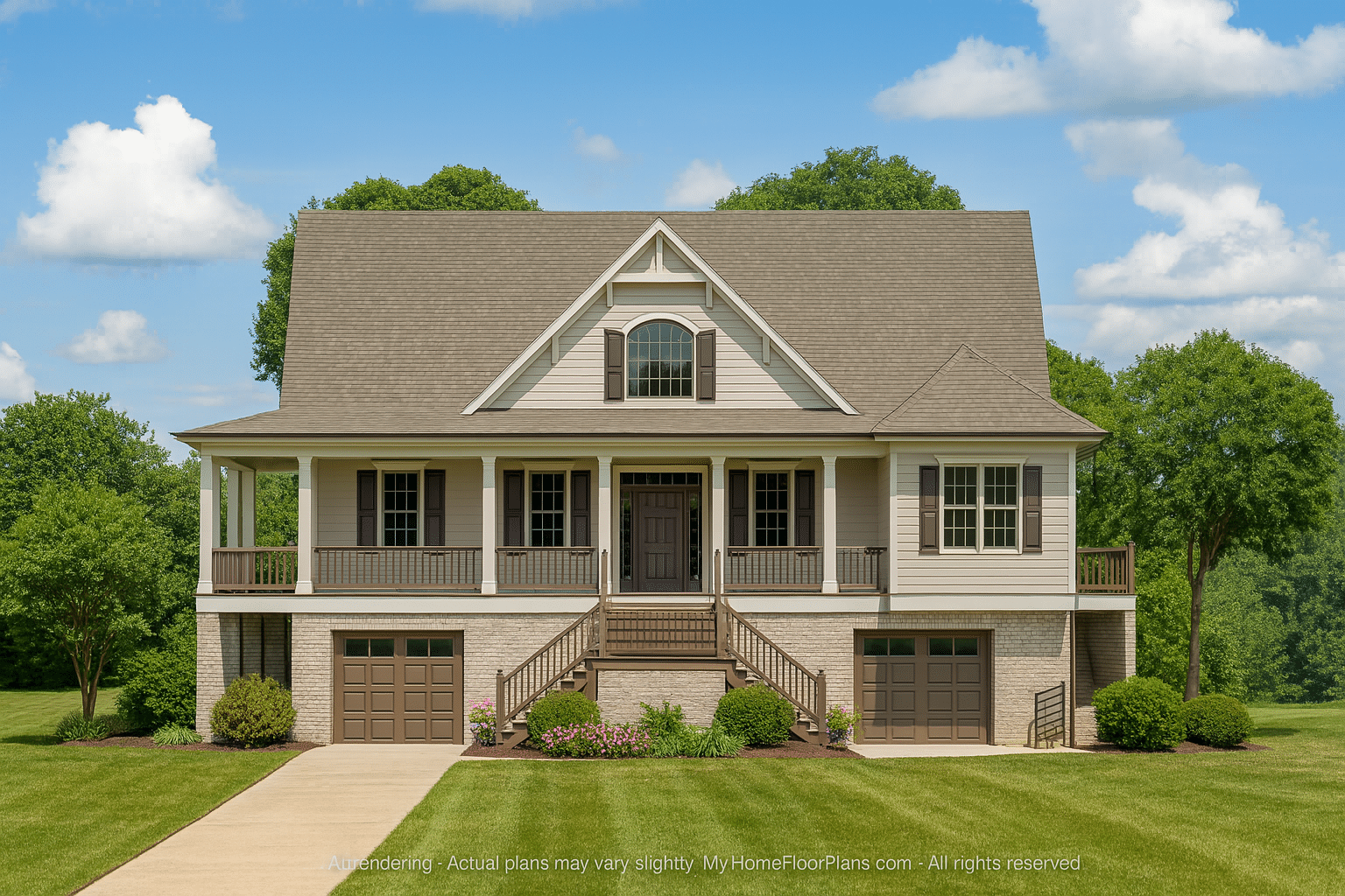 Elegant Beach House Plan with Wraparound Porch & Spacious Layout