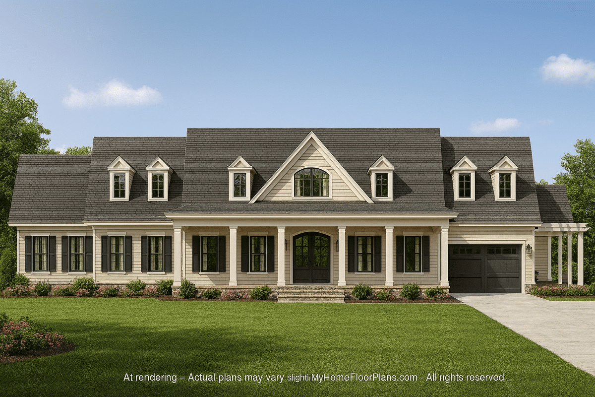 Elegant Cape Cod House Plan with 2 Stories & 6 Bedrooms