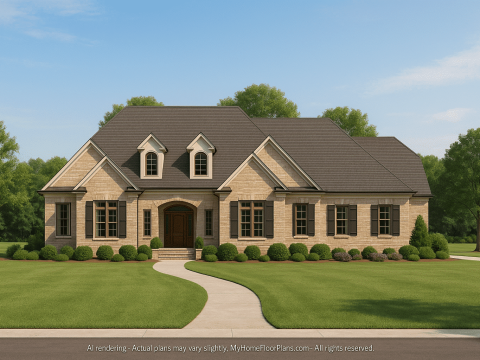 Elegant Colonial Farmhouse Floor Plan with Bonus Room & Vaulted Ceilings