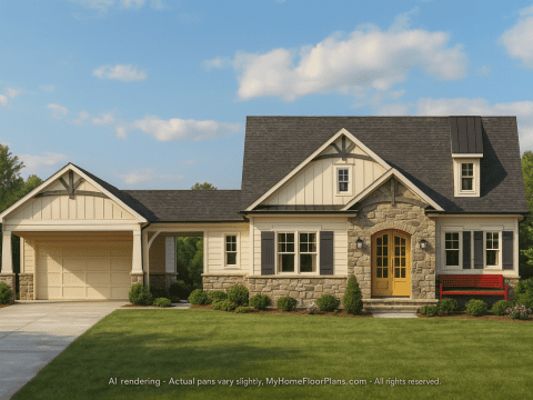 Elegant Craftsman Home Design with 2 Floors and Spacious Layout
