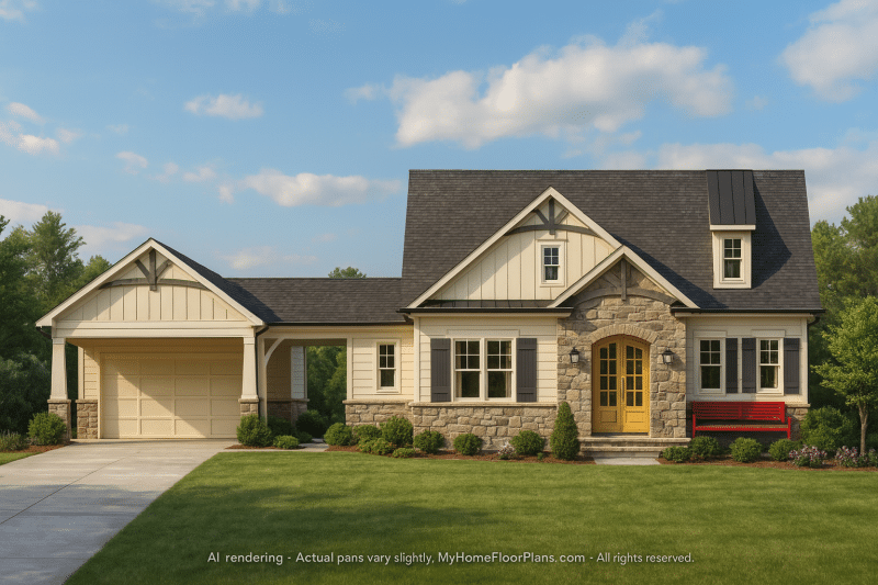 Elegant Craftsman Home Design with 2 Floors and Spacious Layout