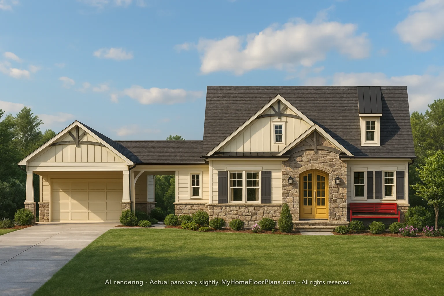 Elegant Craftsman Home Design with 2 Floors and Spacious Layout