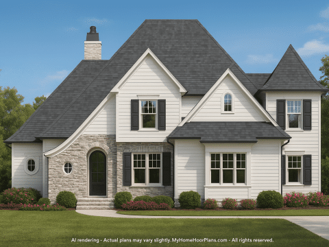 Elegant French Country House Design with 2 Floors and a 3-Car Garage