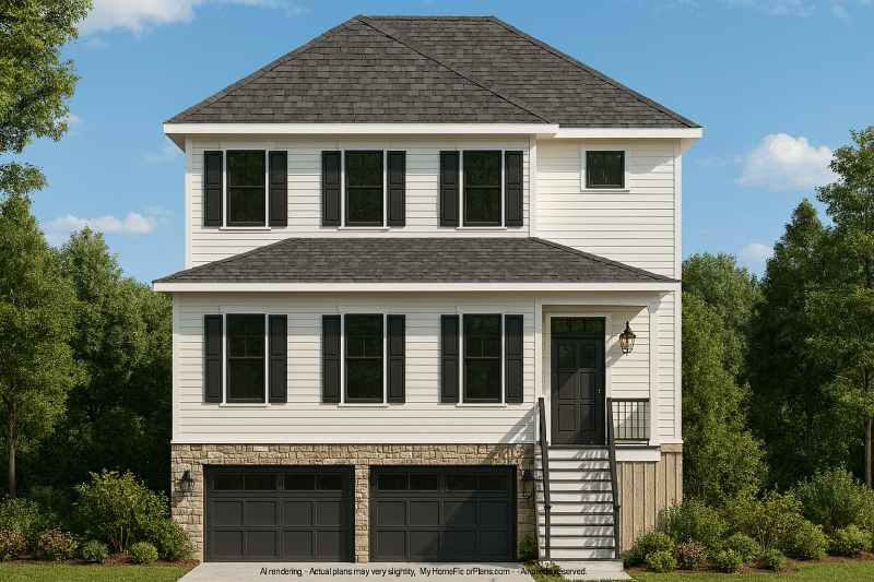 Elegant Home Plan with 2-Story CAD Blueprint & Modern Designs