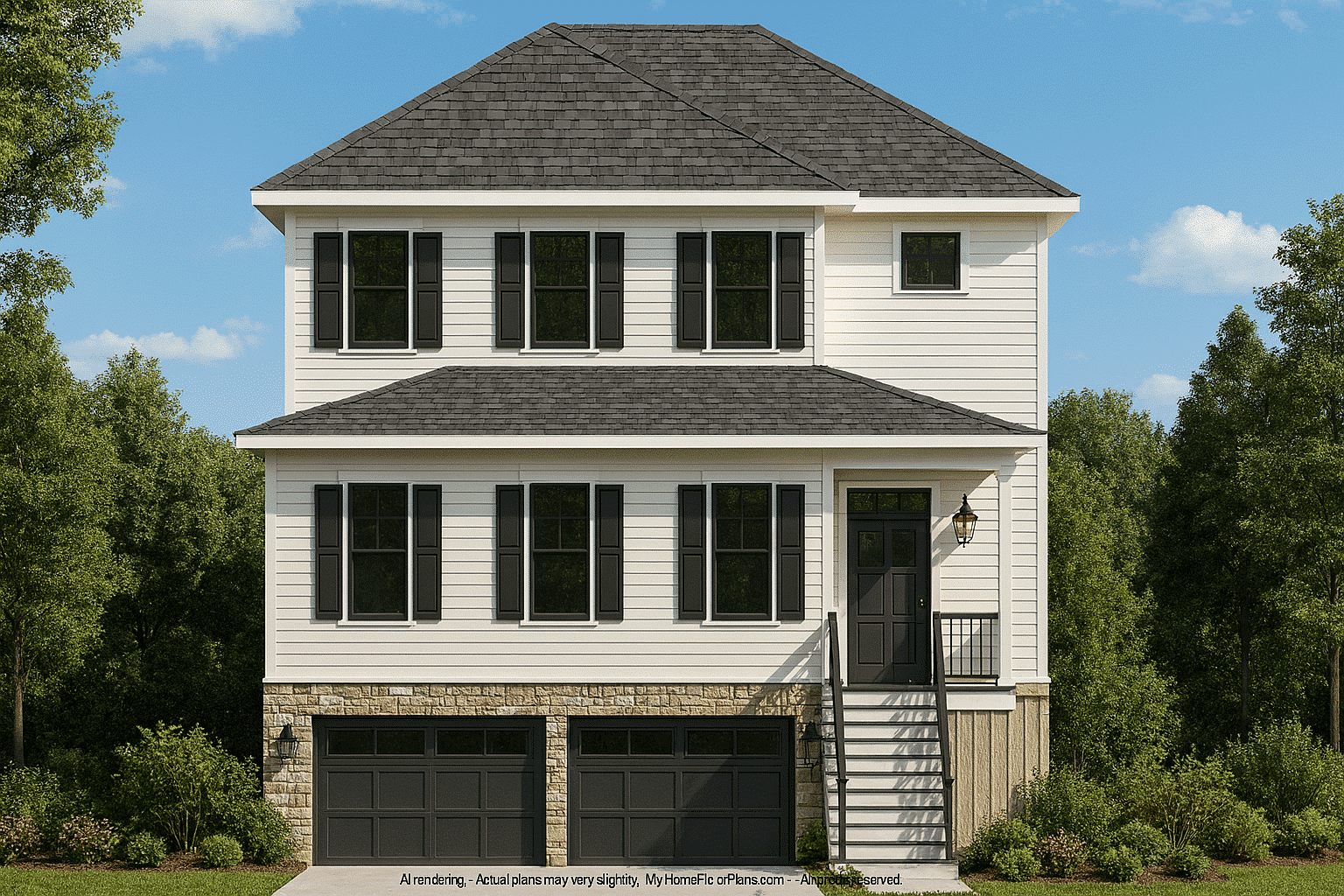 Elegant Home Plan with 2-Story CAD Blueprint & Modern Designs
