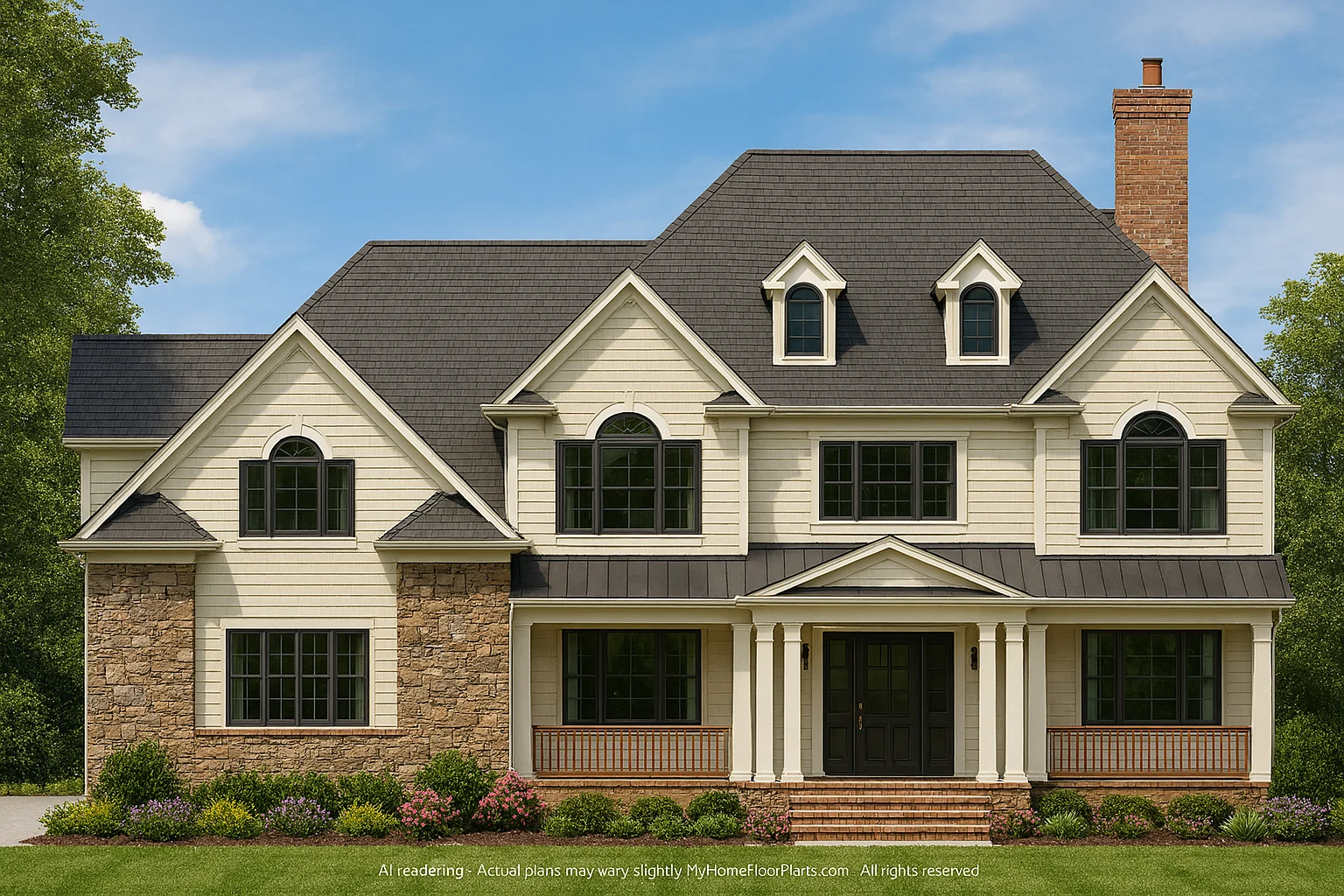 Elegant Home Plan with 4 Bedrooms, Floor Plan, and CAD Design