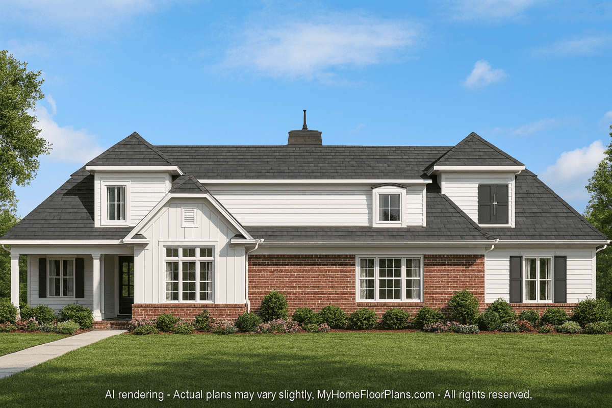 Elegant Home Plan with Detailed Floor Plan, CAD Blueprint & Designs