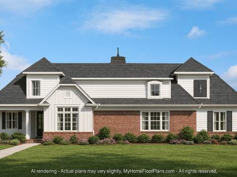 Elegant Home Plan with Detailed Floor Plan, CAD Blueprint & Designs