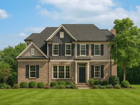 Elegant House Plan with Open Floor Design and Architectural Blueprint