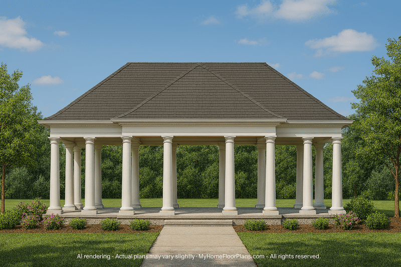 Elegant Pavilion Floor Plan Blueprint with Classical Designs