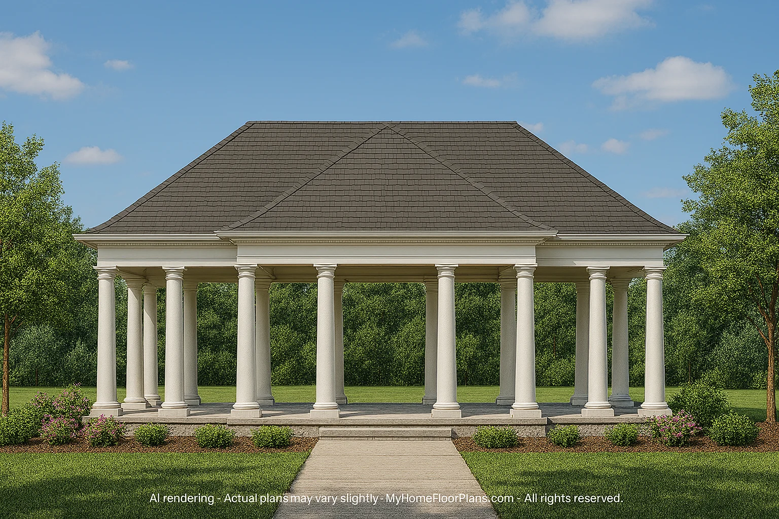 Elegant Pavilion Floor Plan Blueprint with Classical Designs