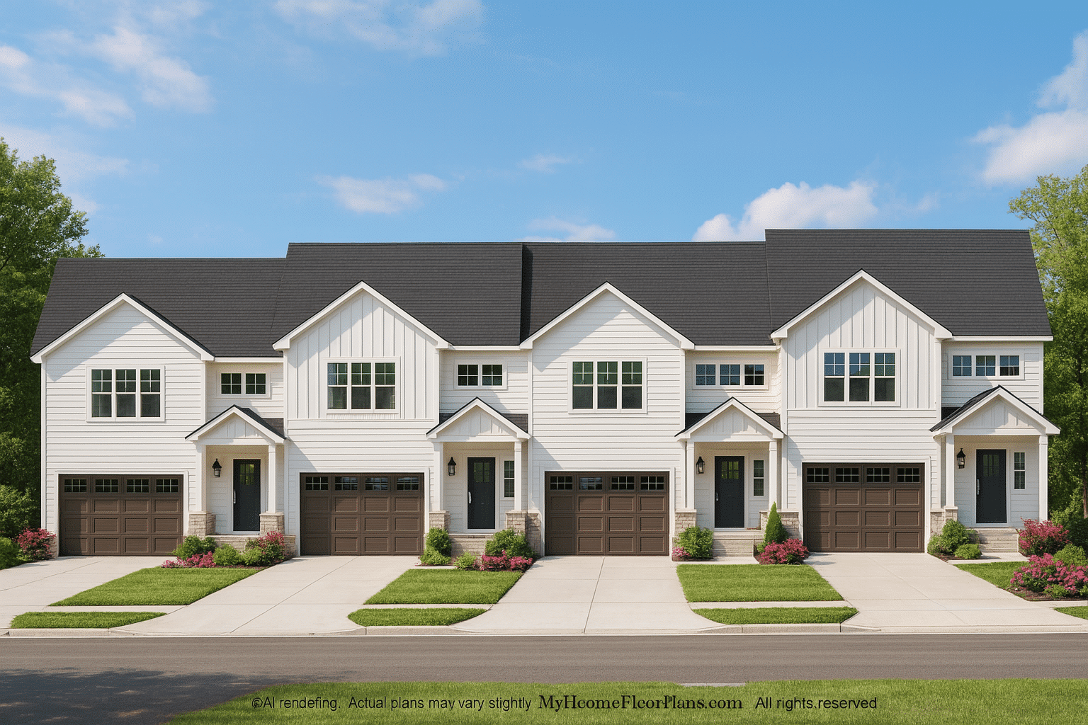 Elegant Townhome Blueprints Featuring Modern Architecture