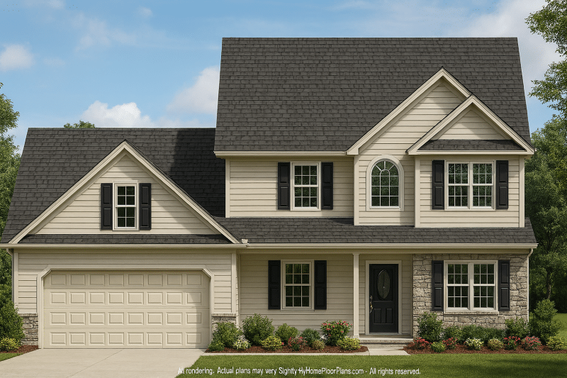 Elegant Two-Story Home Plan with 4 Bedrooms & CAD Designs