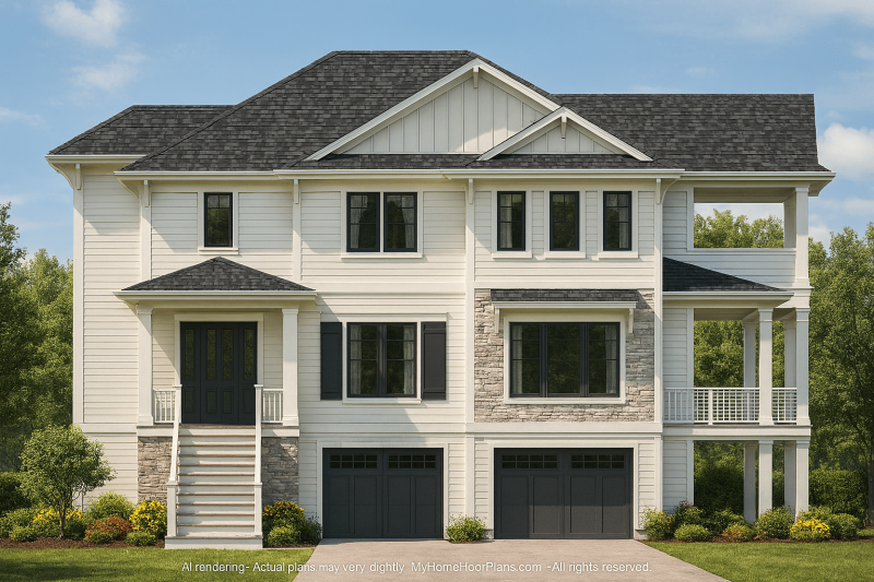 Elevated Beach Home Plan with Spacious Floor Design & CAD