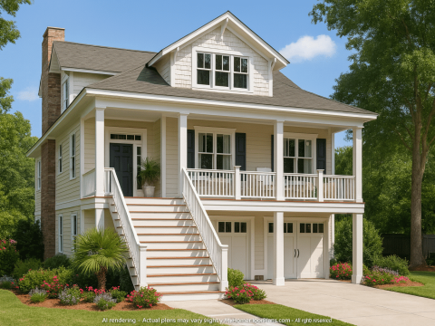 Expansive Coastal Home Plan with 4 Bedrooms and 3 Stories