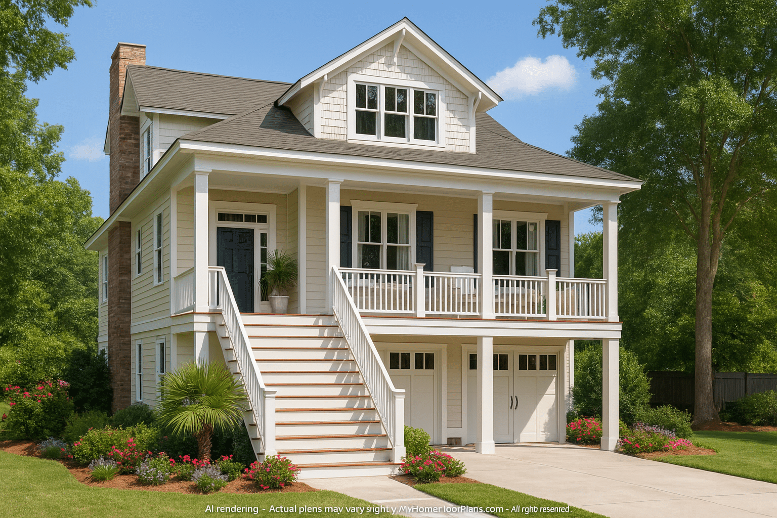 Expansive Coastal Home Plan with 4 Bedrooms and 3 Stories