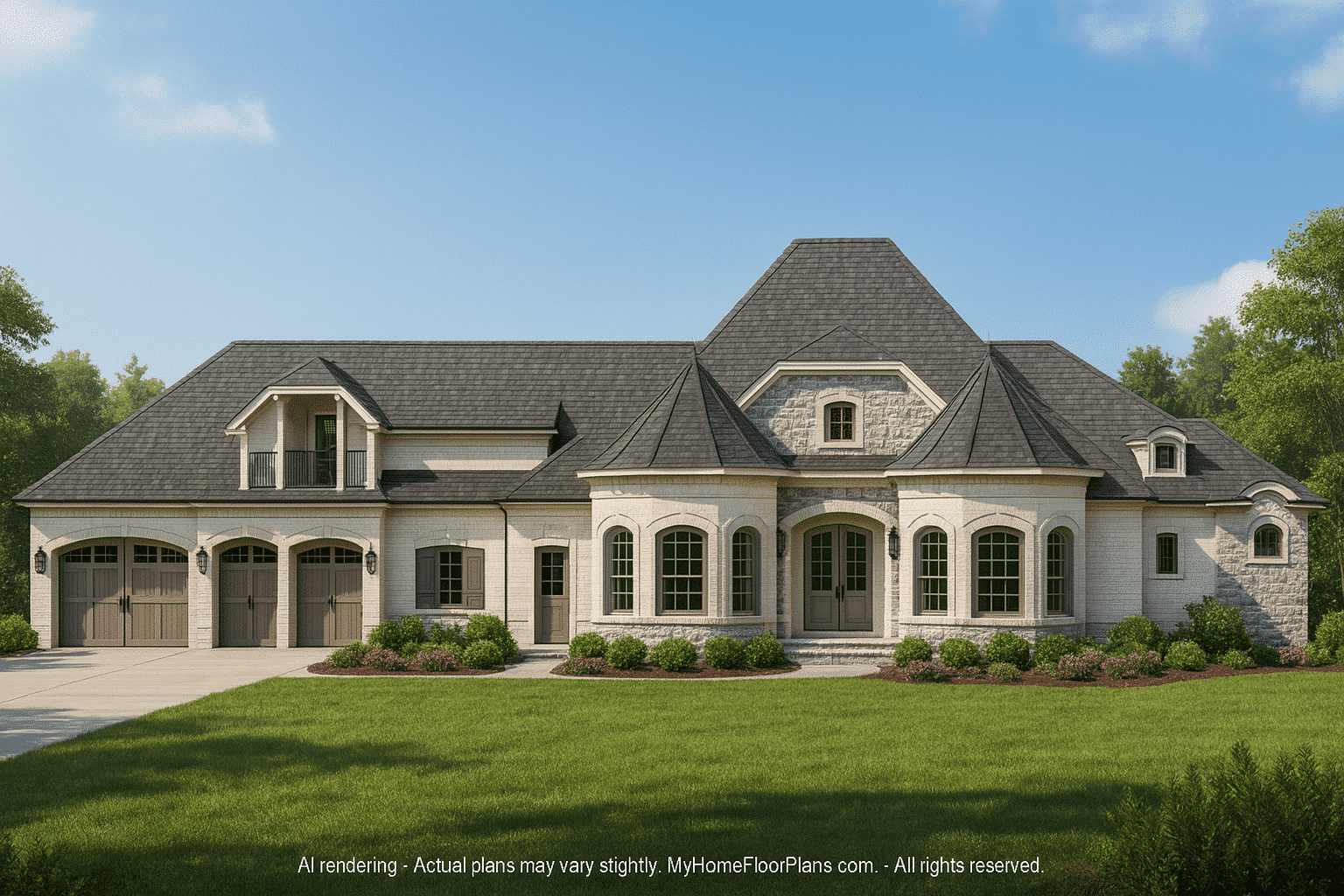 French Country House Plan – Elegant 2-Story Design with CAD Files