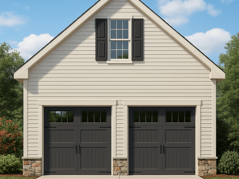 Garage Home Floor Plan With CAD Blueprint & Architecture Designs