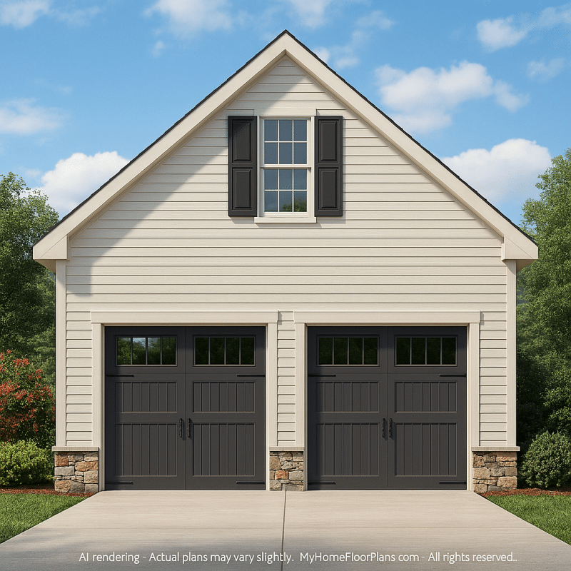 Garage Home Floor Plan With CAD Blueprint & Architecture Designs