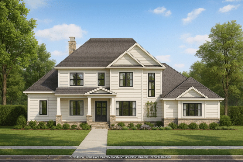 Luxurious 2-Story House Plan with Modern CAD Design