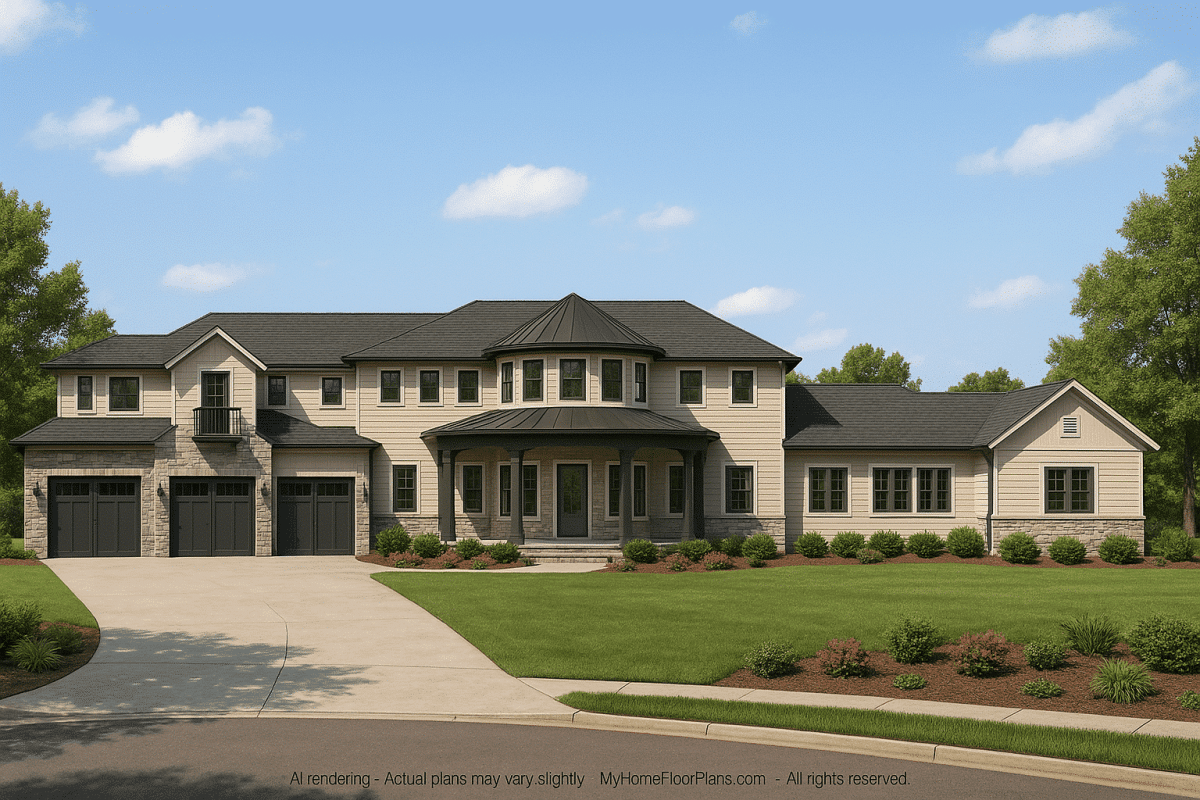 Luxurious 2-Story House Plan with Tuscan Architecture and CAD Designs