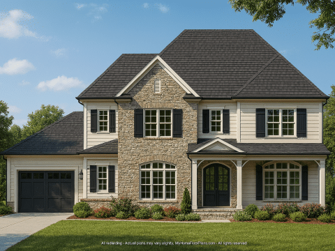 Luxurious 2.5-Story European House Plan with 5 Bedrooms & Vaulted Ceilings