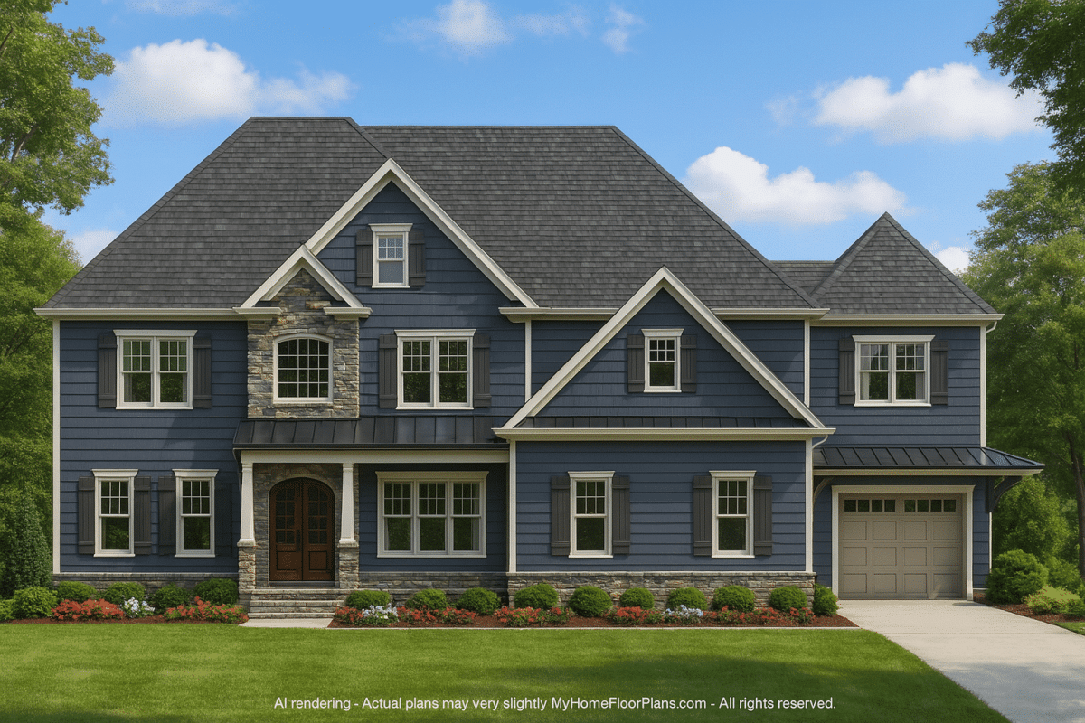 Luxurious 3-Story House Architecture Blueprint with CAD Floor Plan