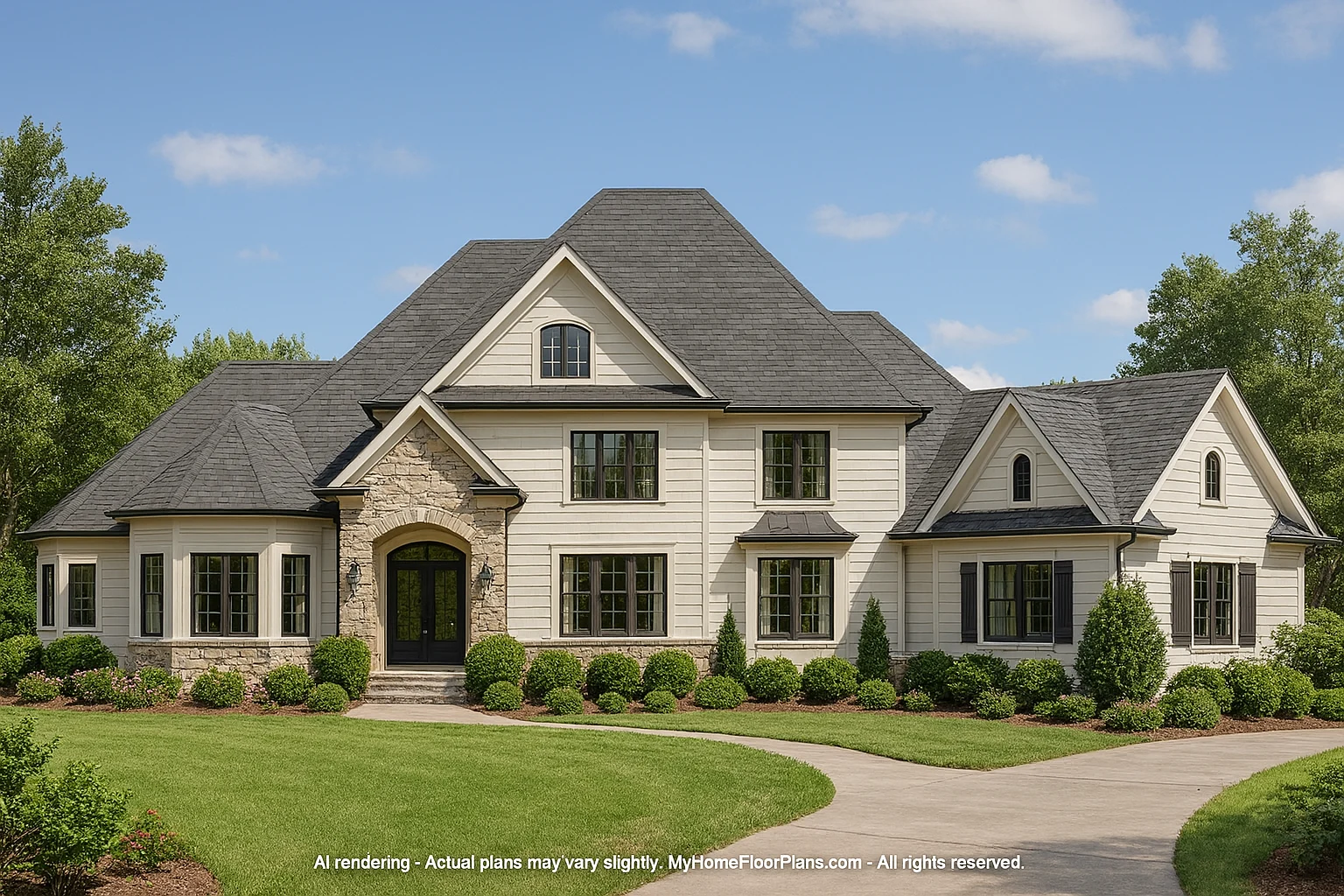 Luxurious 3-Story House Plan with French Country & Traditional Design