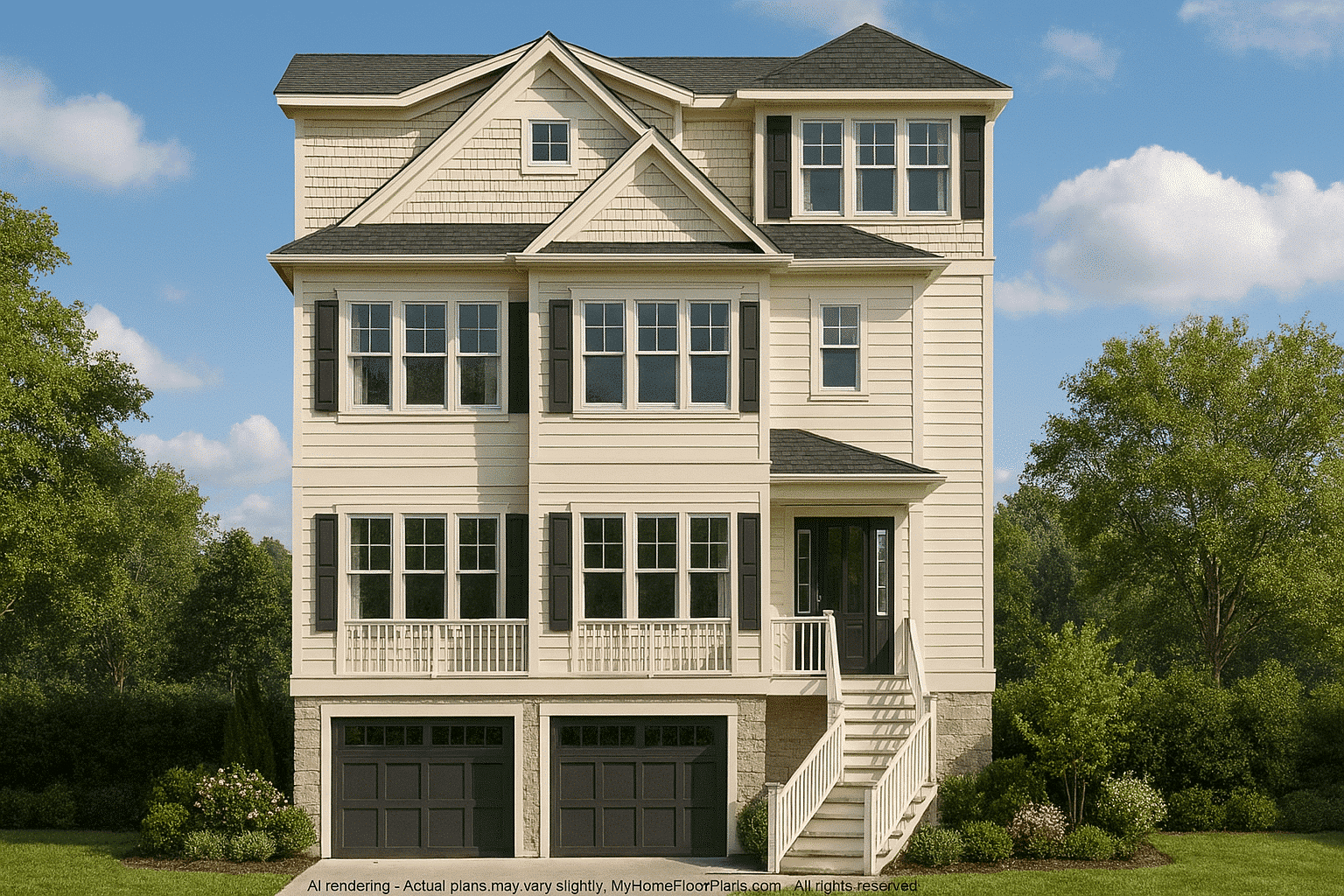Luxurious 3.5-Story Beach House Plan with Coastal Charm