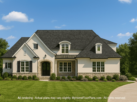 Luxury 2-Story House Plan with Vaulted Ceilings & 5 Bedrooms