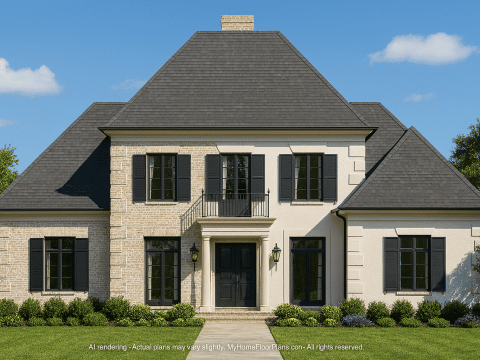 Luxury French Country House Plan with 4 Bedrooms and Elegant CAD Designs