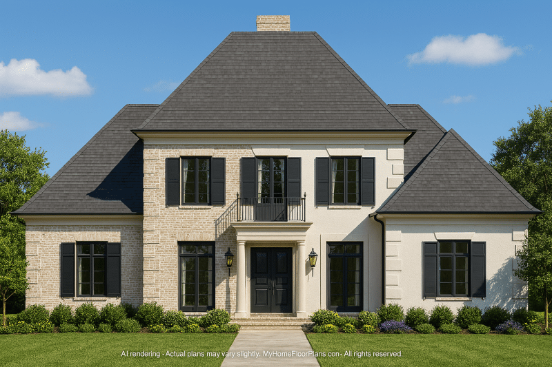 Luxury French Country House Plan with 4 Bedrooms and Elegant CAD Designs